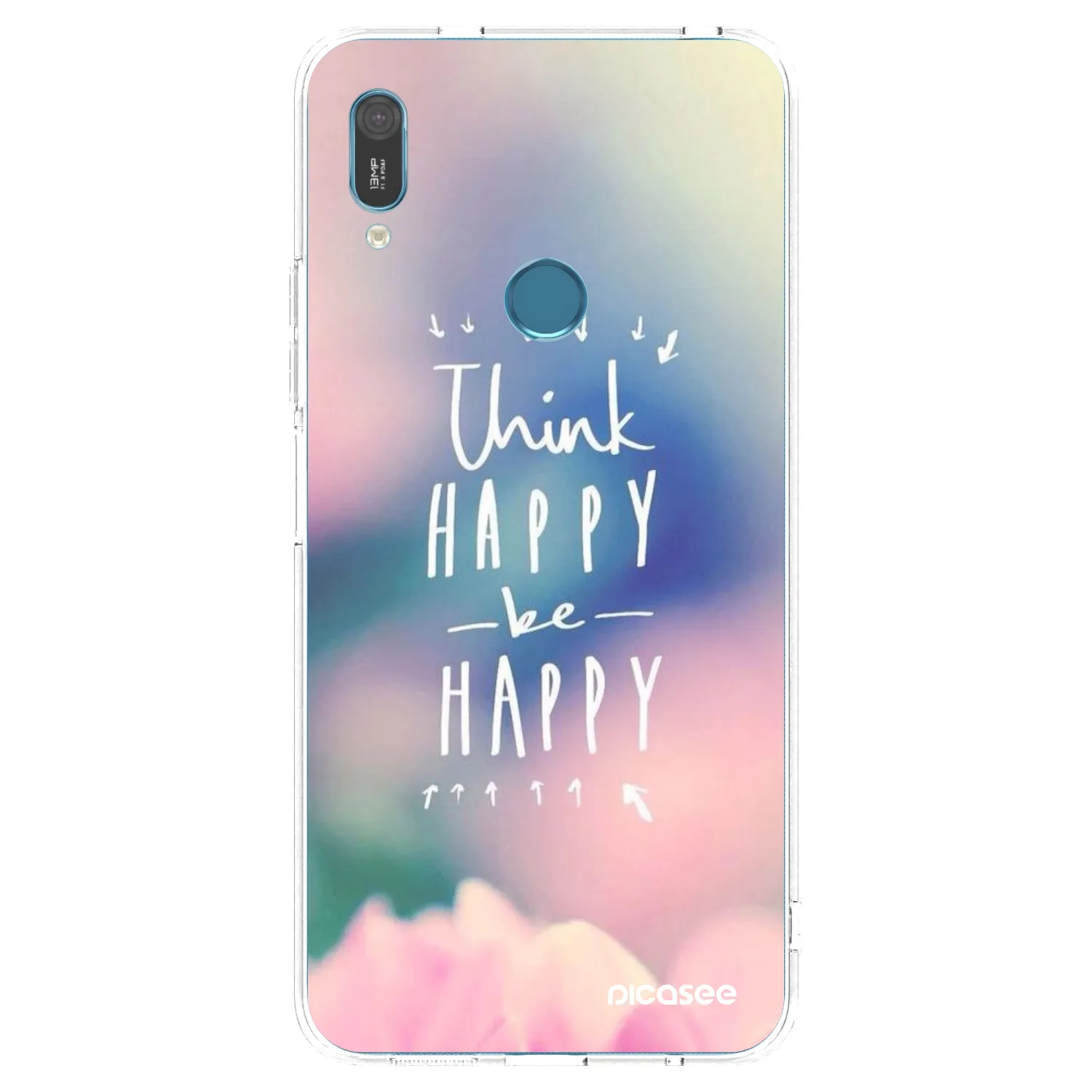 Picasee átlátszó szilikon tok az alábbi mobiltelefonokra Huawei Y6 2019 - Think happy be happy