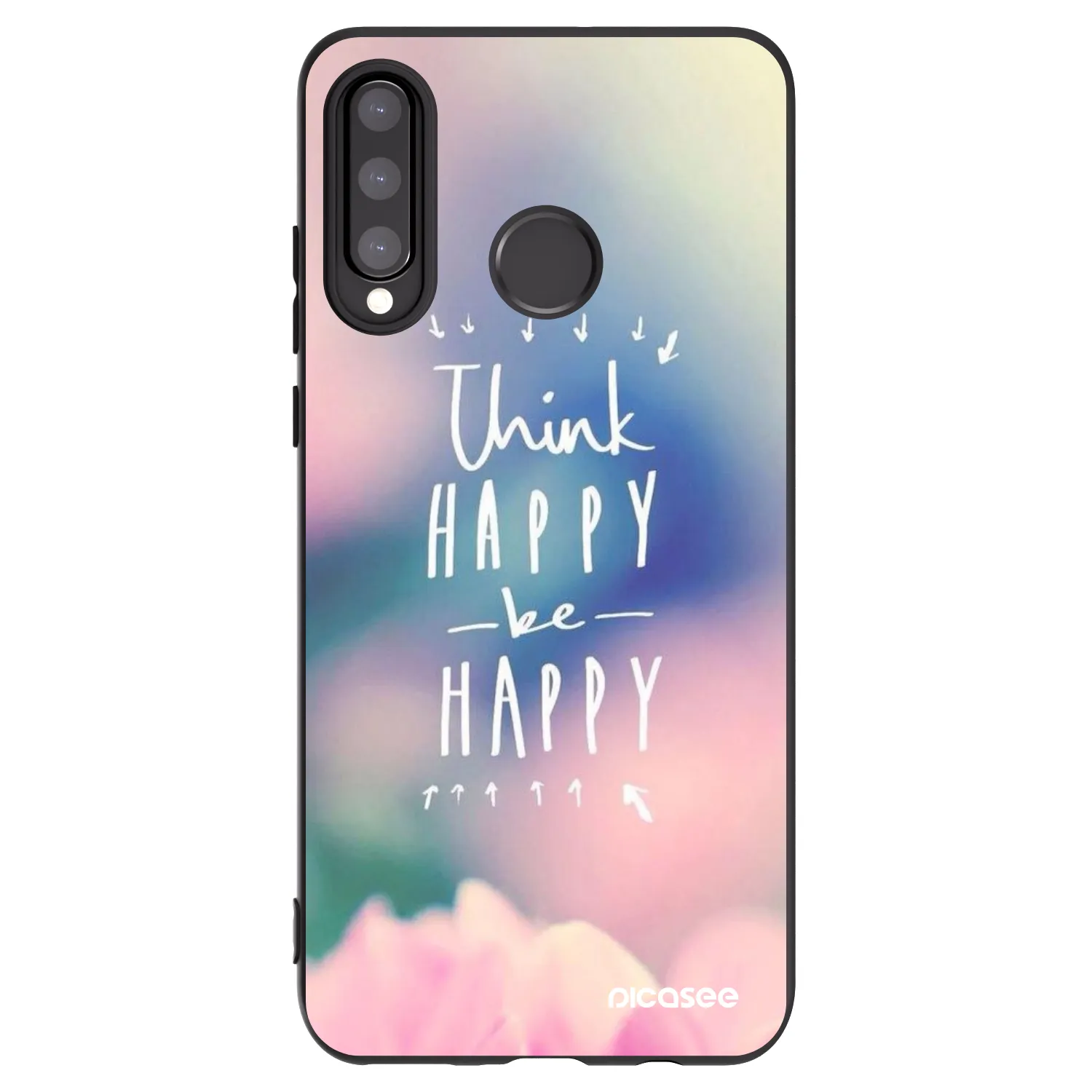 Picasee fekete szilikon tok az alábbi mobiltelefonokra Huawei P30 Lite - Think happy be happy