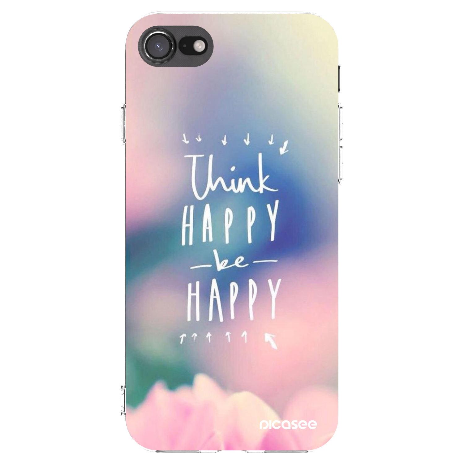 Picasee átlátszó szilikon tok az alábbi mobiltelefonokra Apple iPhone SE 2020 - Think happy be happy