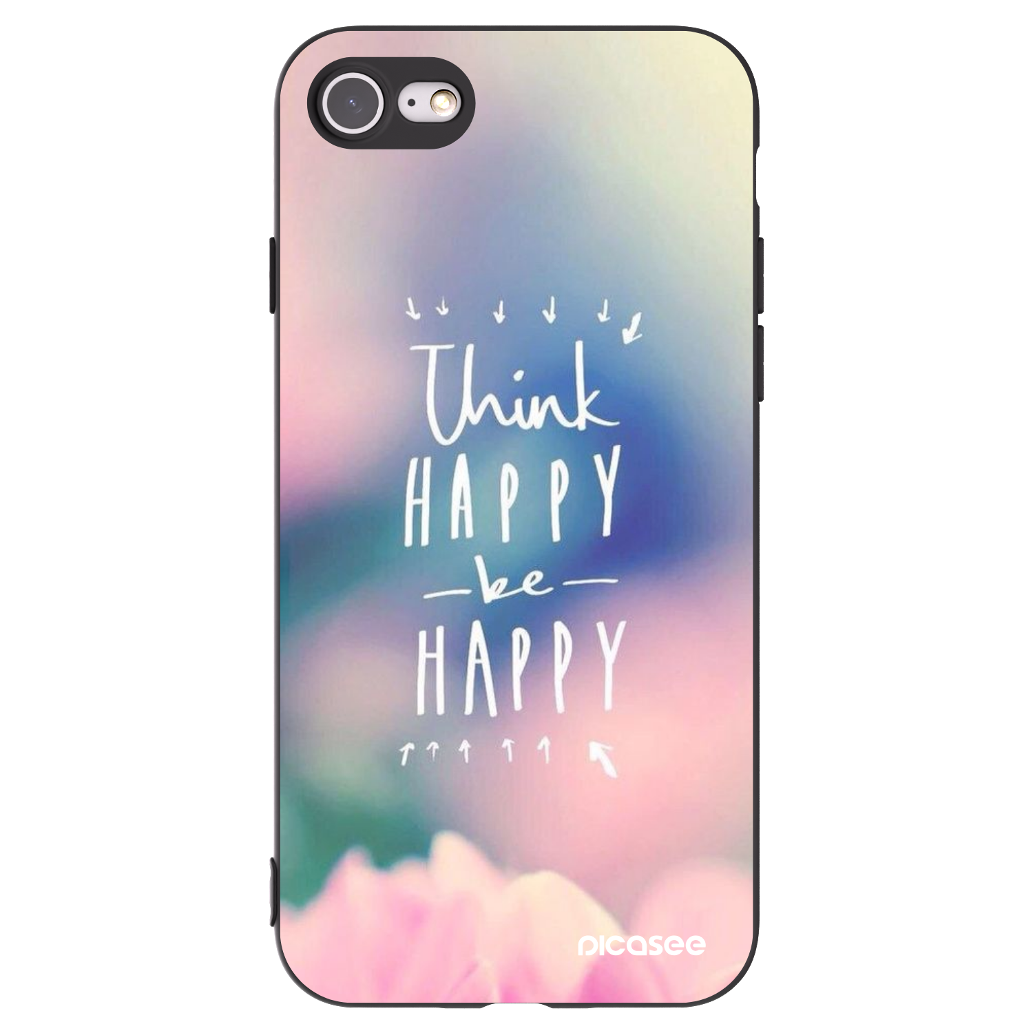 Picasee fekete szilikon tok az alábbi mobiltelefonokra Apple iPhone SE 2020 - Think happy be happy