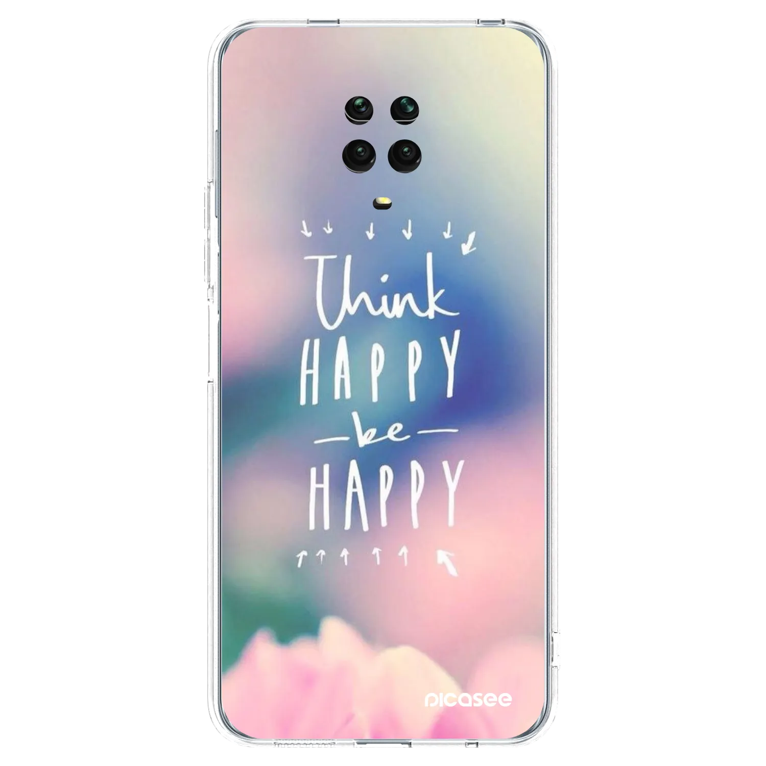 Picasee átlátszó szilikon tok az alábbi mobiltelefonokra Xiaomi Redmi Note 9 Pro - Think happy be happy