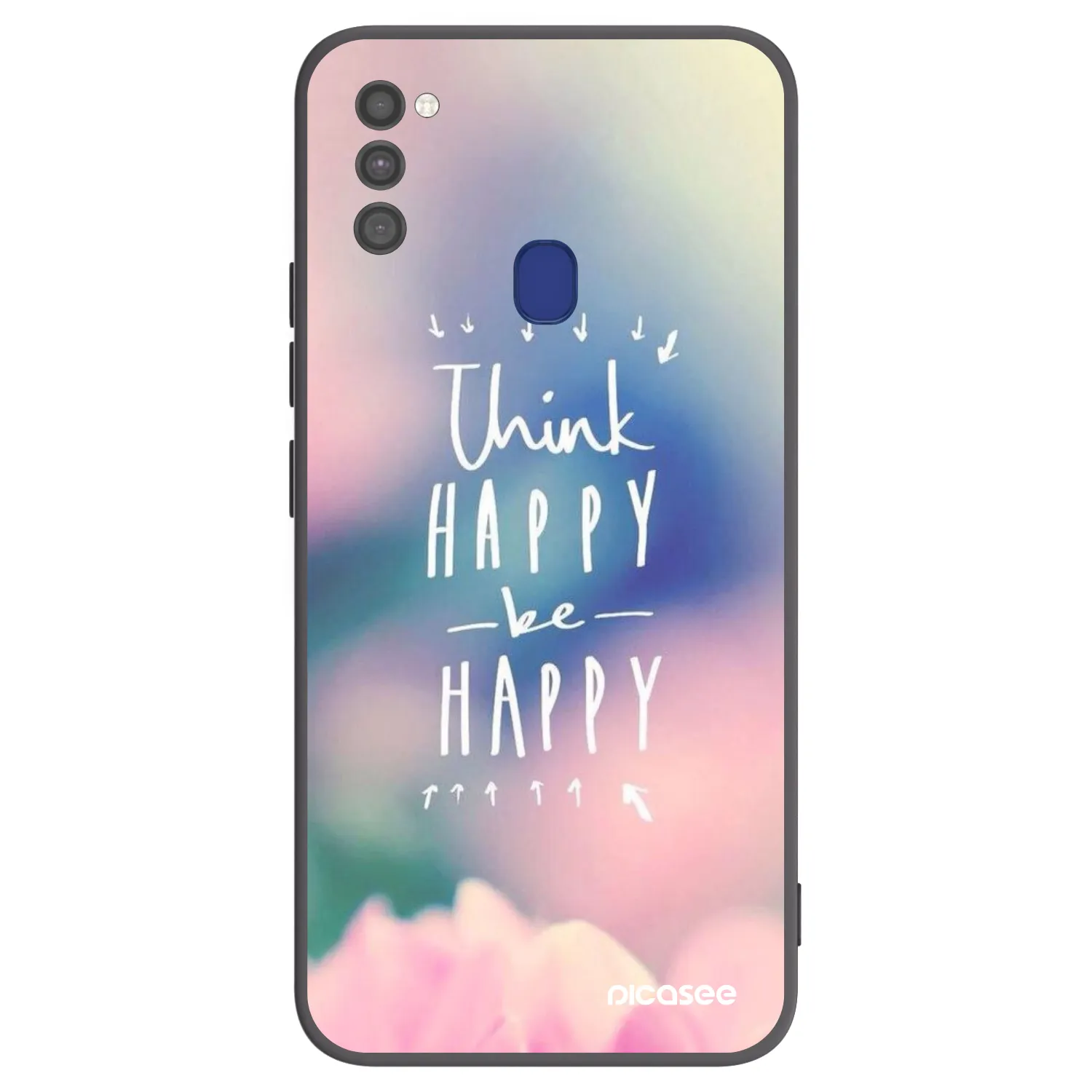 Picasee fekete szilikon tok az alábbi mobiltelefonokra Samsung Galaxy M21 M215F - Think happy be happy
