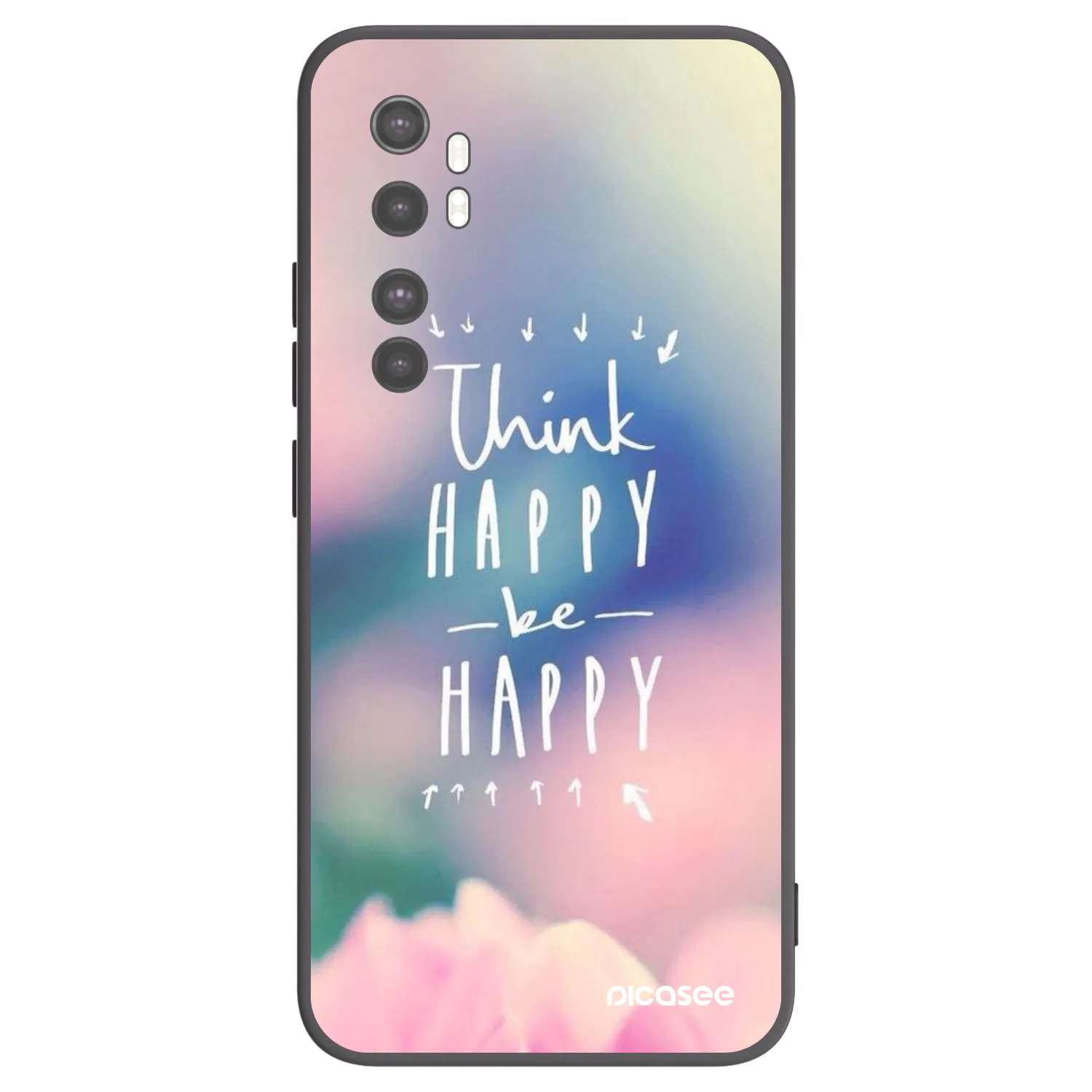 Picasee fekete szilikon tok az alábbi mobiltelefonokra Xiaomi Mi Note 10 Lite - Think happy be happy