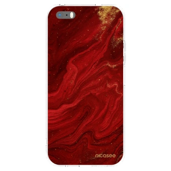 Picasee átlátszó szilikon tok az alábbi mobiltelefonokra Apple iPhone 5/5S/SE - Red