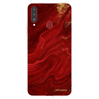 Picasee átlátszó szilikon tok az alábbi mobiltelefonokra Samsung Galaxy A20s - Red