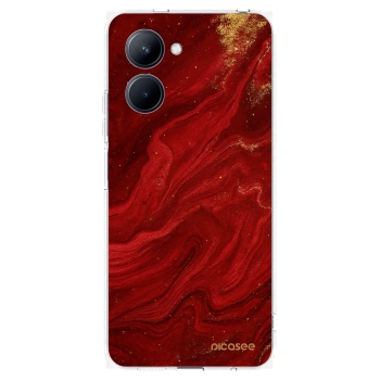 Picasee átlátszó szilikon tok az alábbi mobiltelefonokra Realme C33 (2023) - Red