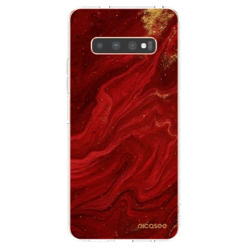 Picasee átlátszó szilikon tok az alábbi mobiltelefonokra Samsung Galaxy S10 Plus G975 - Red