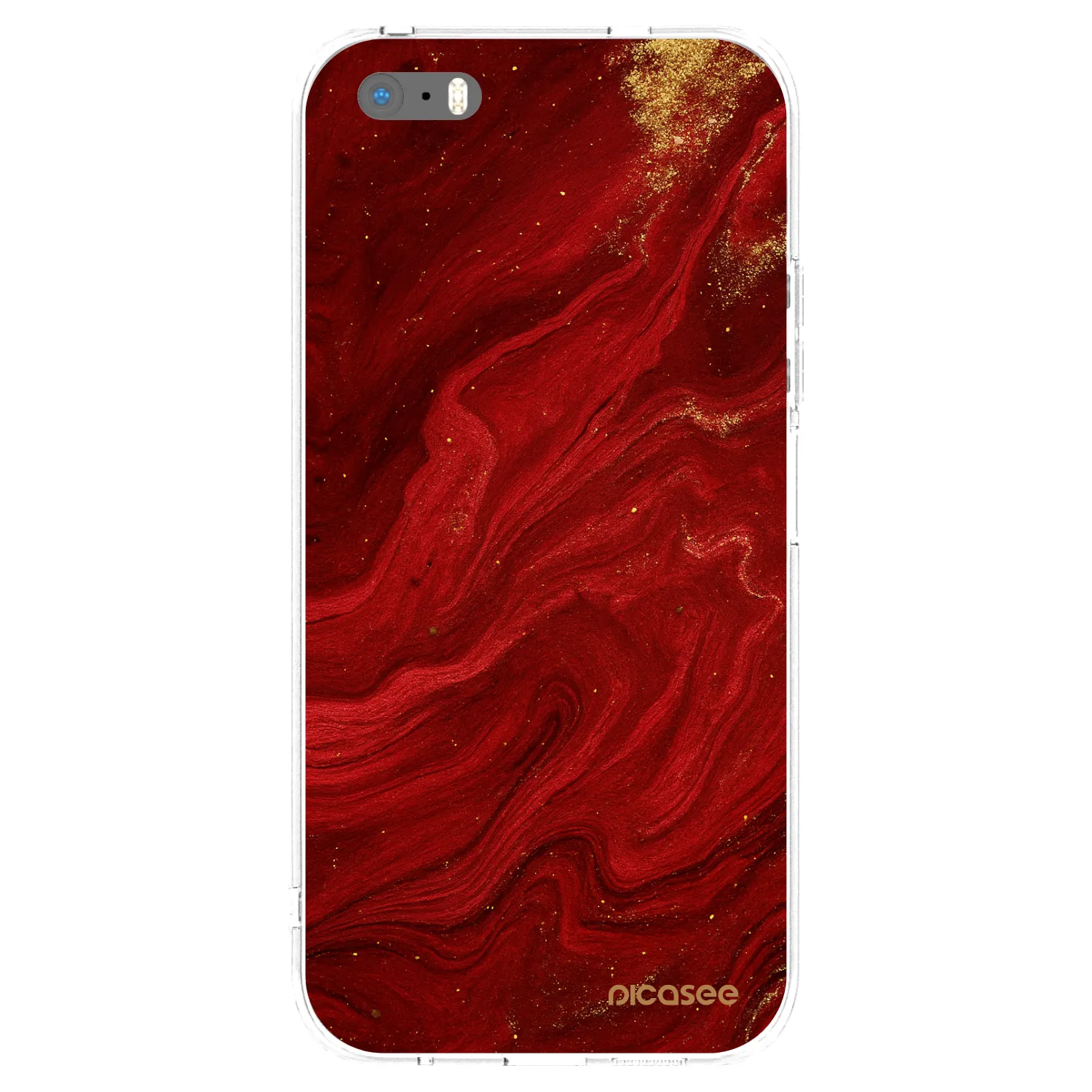 Picasee átlátszó szilikon tok az alábbi mobiltelefonokra Apple iPhone 5/5S/SE - Red