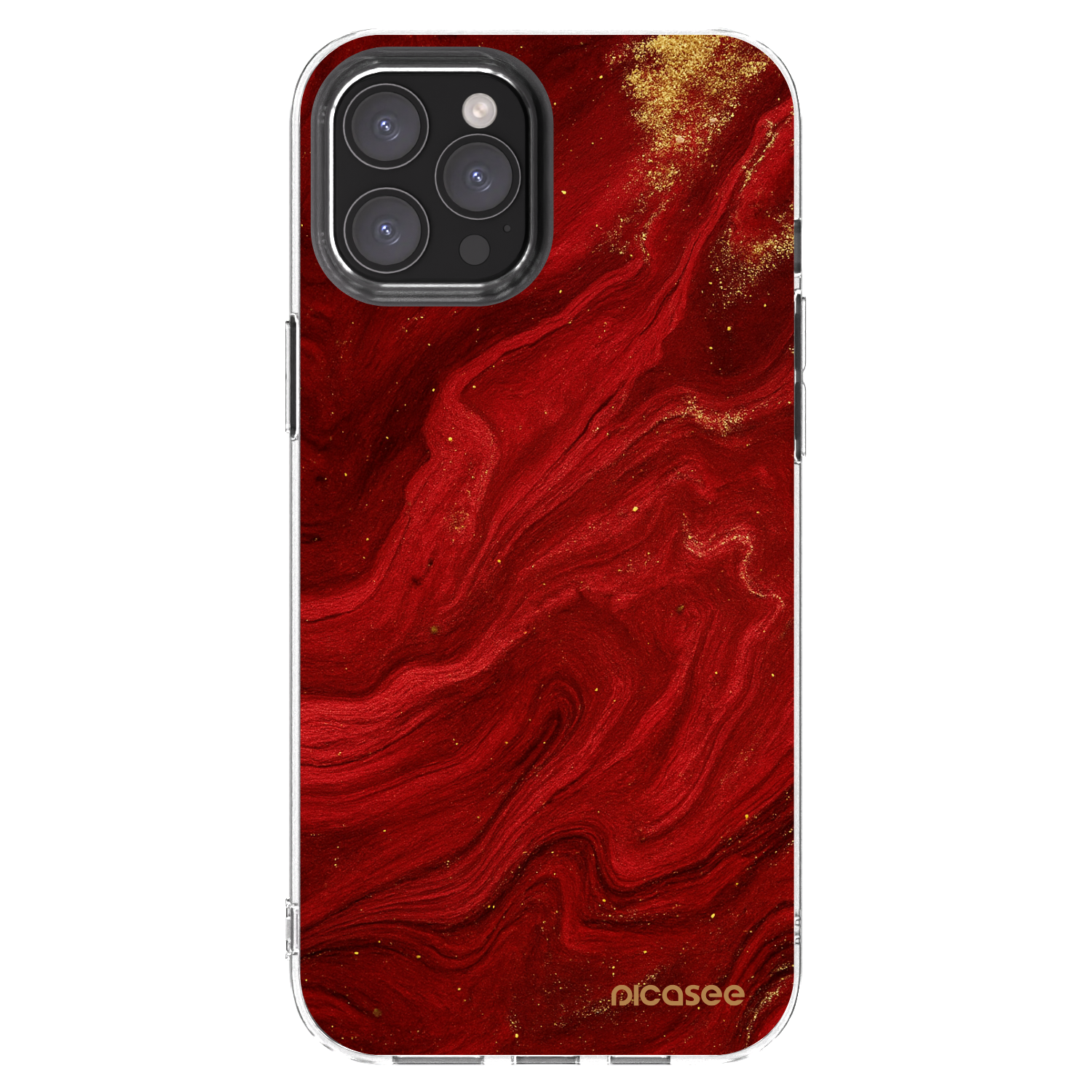 Picasee átlátszó szilikon tok az alábbi mobiltelefonokra Apple iPhone 12 Pro Max - Red