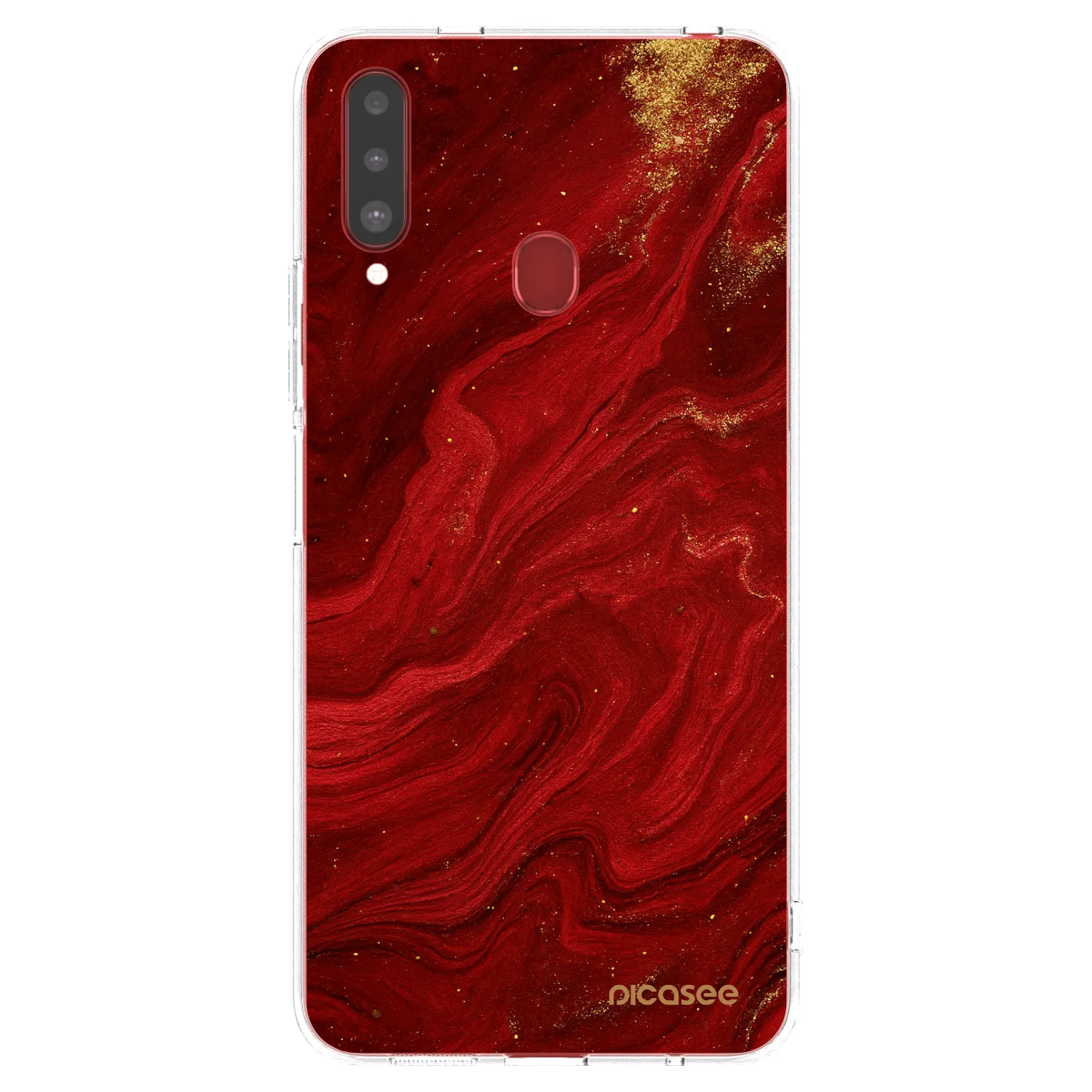 Picasee átlátszó szilikon tok az alábbi mobiltelefonokra Samsung Galaxy A20s - Red