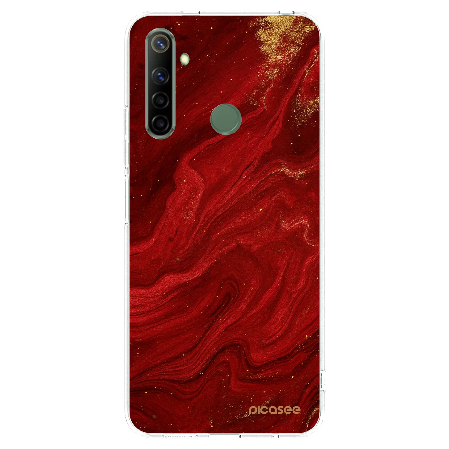 Picasee átlátszó szilikon tok az alábbi mobiltelefonokra Realme 6i - Red