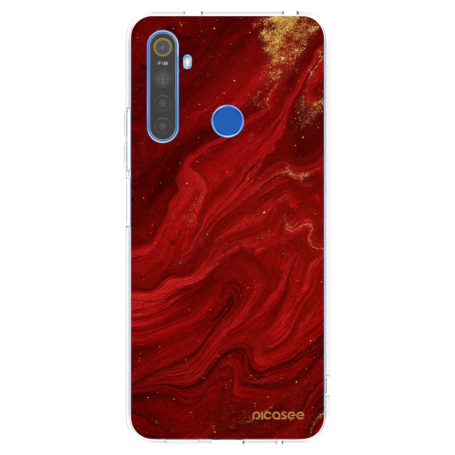 Picasee átlátszó szilikon tok az alábbi mobiltelefonokra Realme 5 - Red
