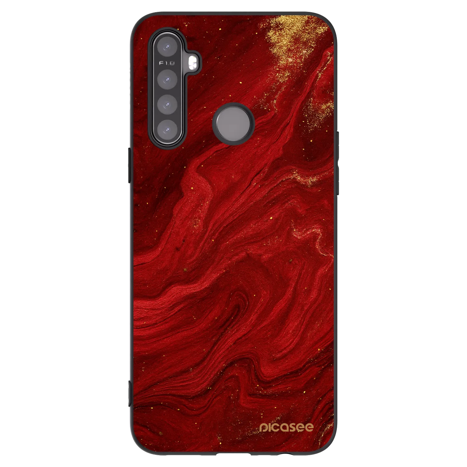 Picasee fekete szilikon tok az alábbi mobiltelefonokra Realme 5 - Red