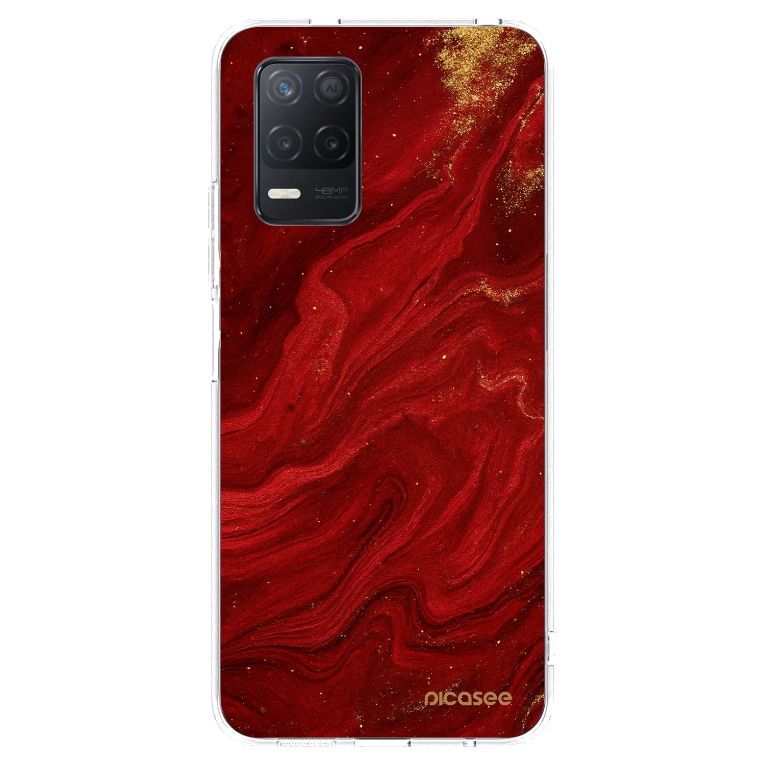 Picasee átlátszó szilikon tok az alábbi mobiltelefonokra Realme 8 5G - Red
