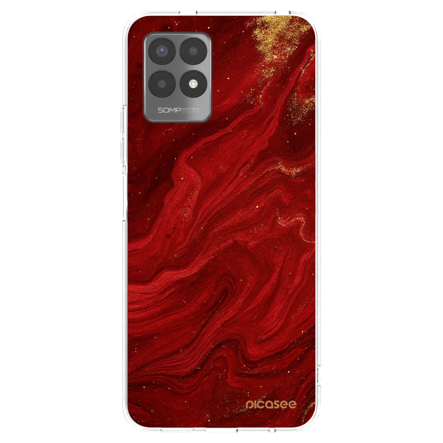 Picasee átlátszó szilikon tok az alábbi mobiltelefonokra Realme 8i - Red