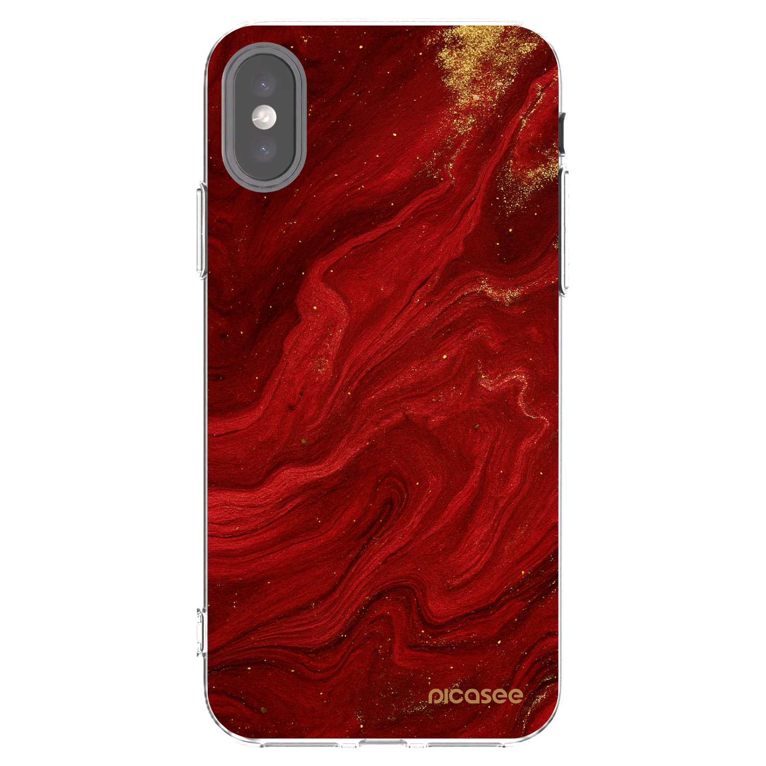 Picasee átlátszó szilikon tok az alábbi mobiltelefonokra Apple iPhone X/XS - Red