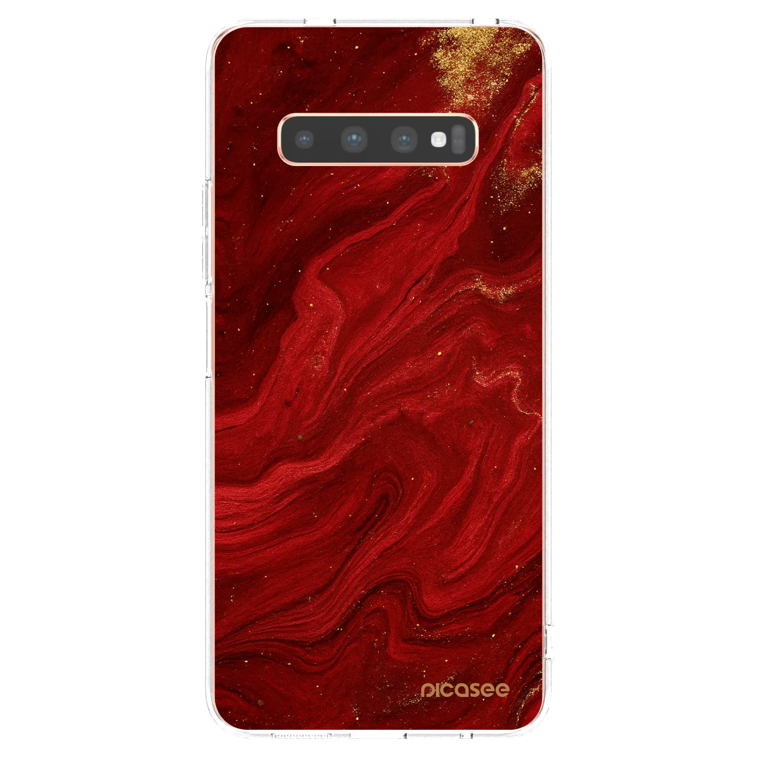 Picasee átlátszó szilikon tok az alábbi mobiltelefonokra Samsung Galaxy S10 Plus G975 - Red
