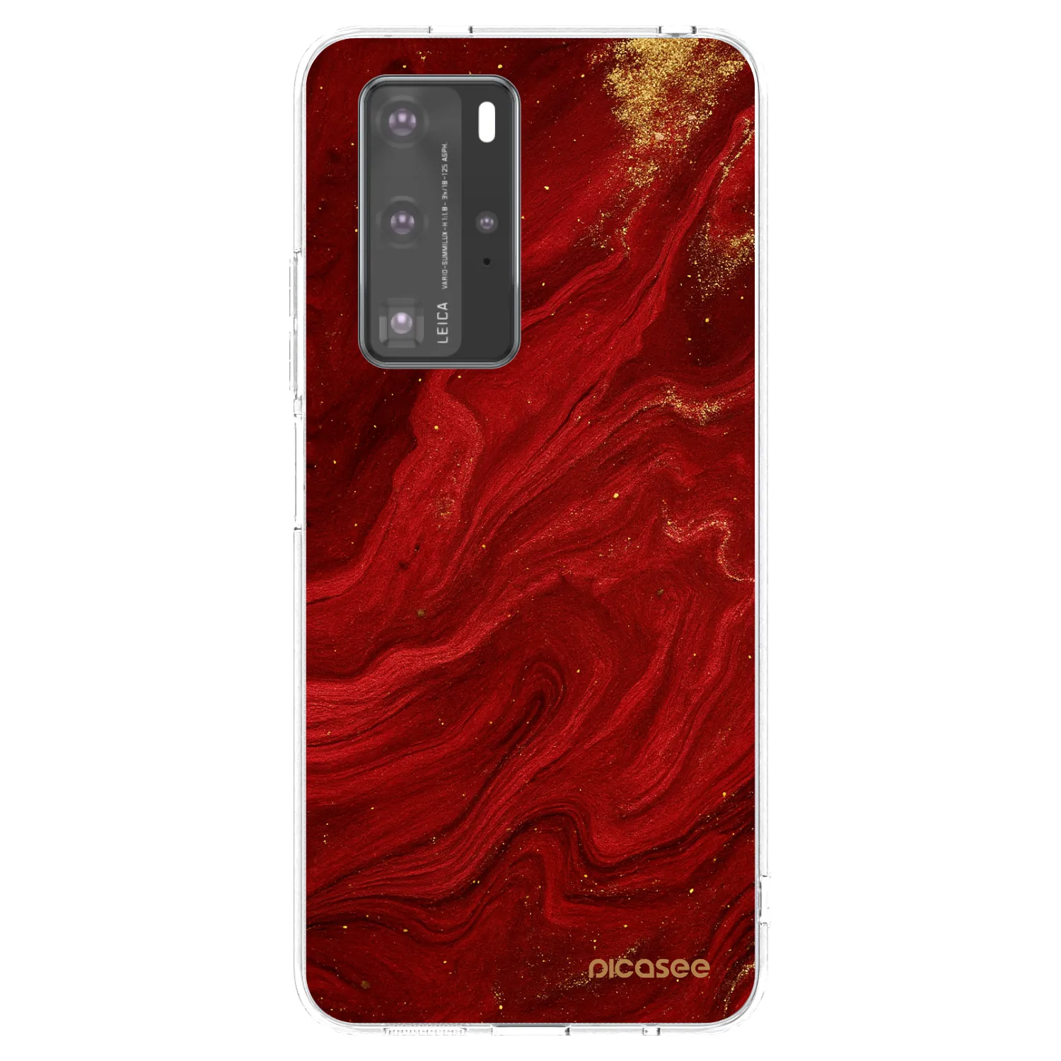 Picasee átlátszó szilikon tok az alábbi mobiltelefonokra Huawei P40 Pro - Red