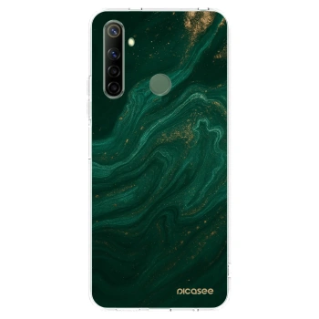 Picasee átlátszó szilikon tok az alábbi mobiltelefonokra Realme 6i - Green