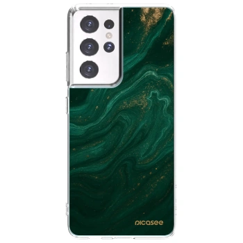 Picasee átlátszó szilikon tok az alábbi mobiltelefonokra Samsung Galaxy S21 Ultra 5G G998B - Green