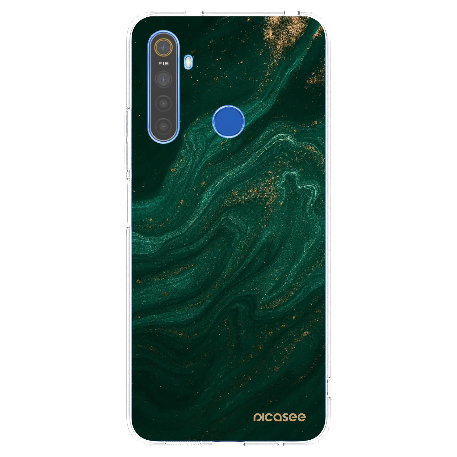 Picasee átlátszó szilikon tok az alábbi mobiltelefonokra Realme 5 - Green