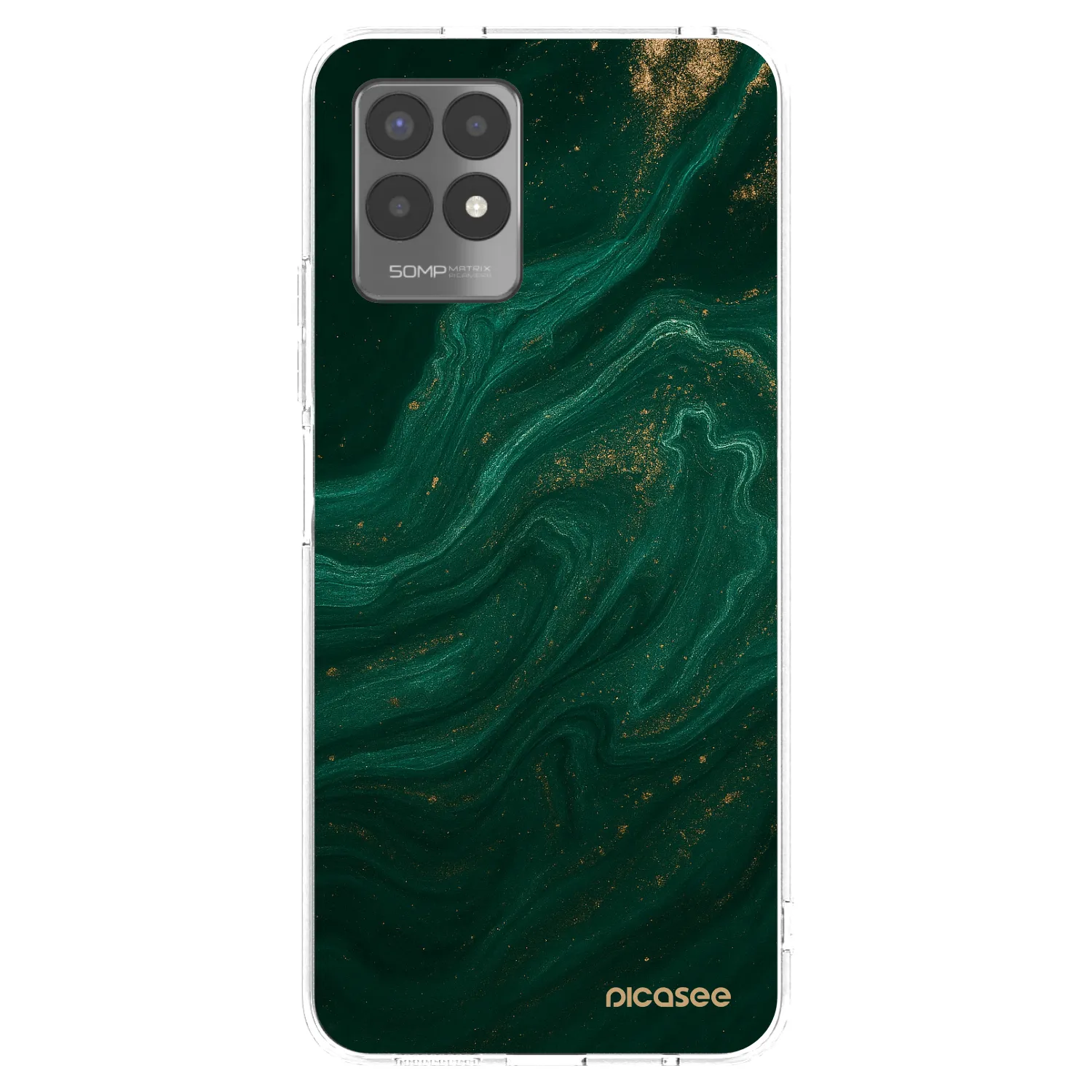 Picasee átlátszó szilikon tok az alábbi mobiltelefonokra Realme 8i - Green