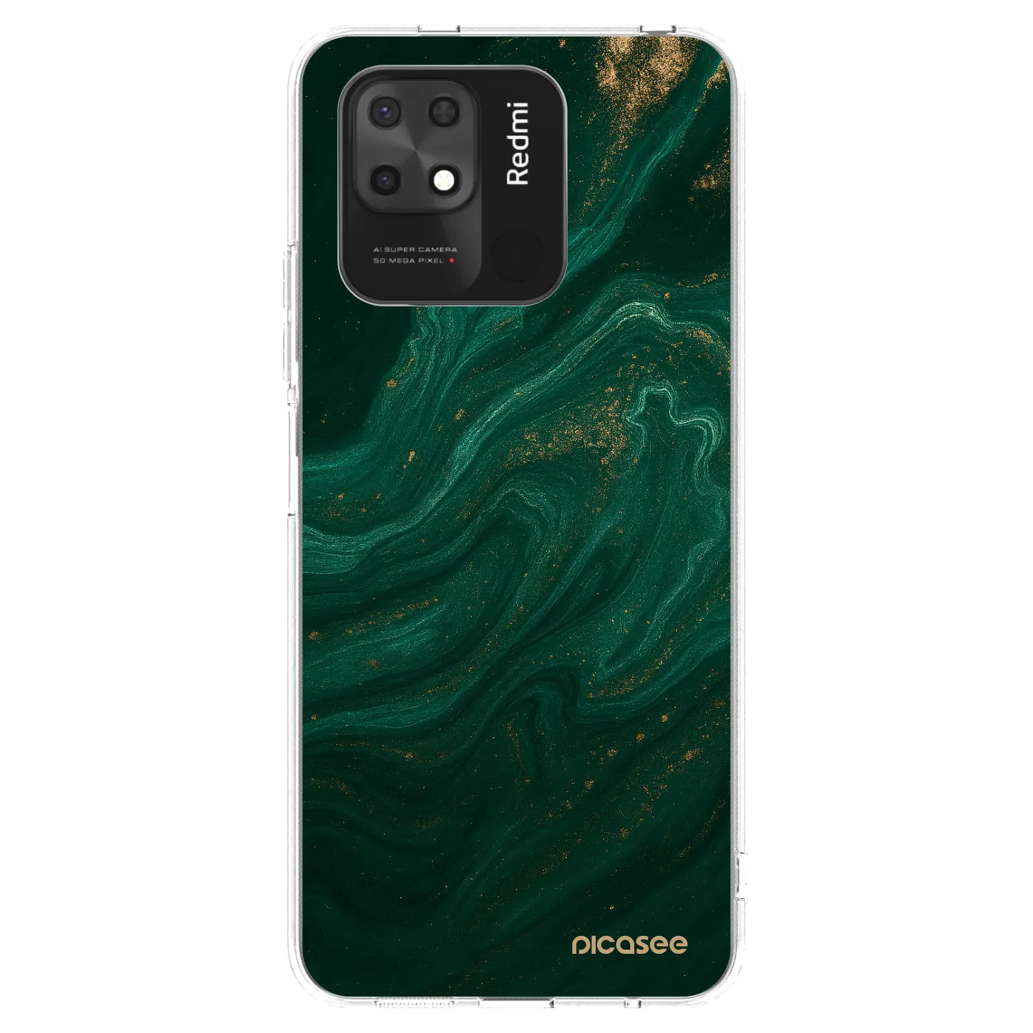 Picasee átlátszó szilikon tok az alábbi mobiltelefonokra Xiaomi Redmi 10C - Green