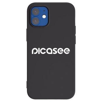 Picasee fekete szilikon tok az alábbi mobiltelefonokra Apple iPhone 12 mini - Picasee - new logo - white