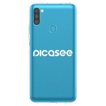 Picasee átlátszó szilikon tok az alábbi mobiltelefonokra Samsung Galaxy M11 - Picasee - new logo - white
