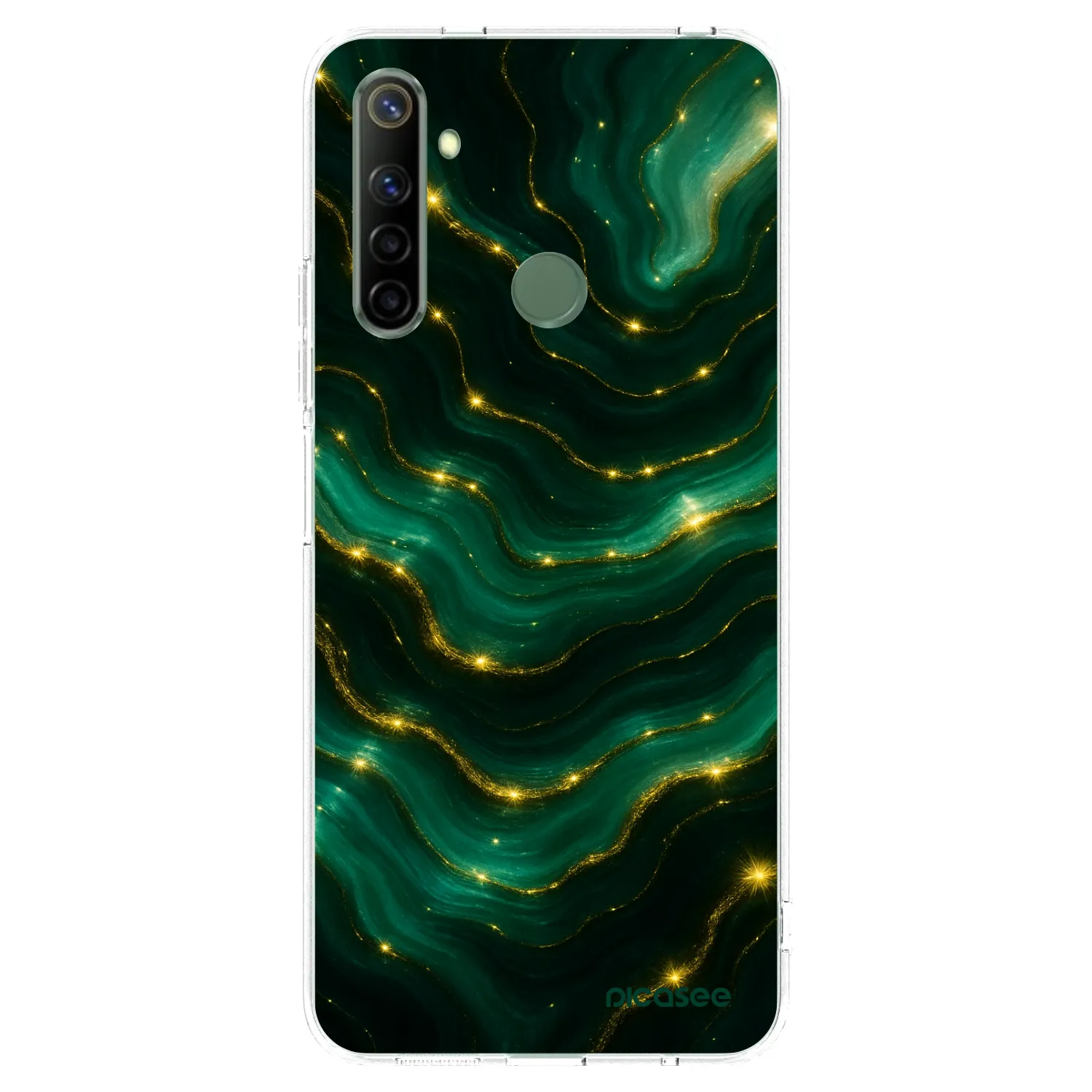 Picasee átlátszó szilikon tok az alábbi mobiltelefonokra Realme 6i - Emerald