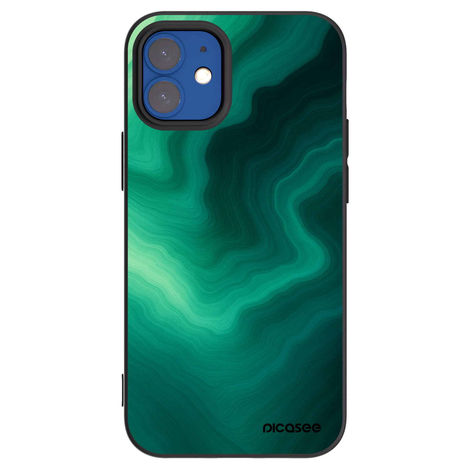 Picasee fekete szilikon tok az alábbi mobiltelefonokra Apple iPhone 12 mini - Malachite