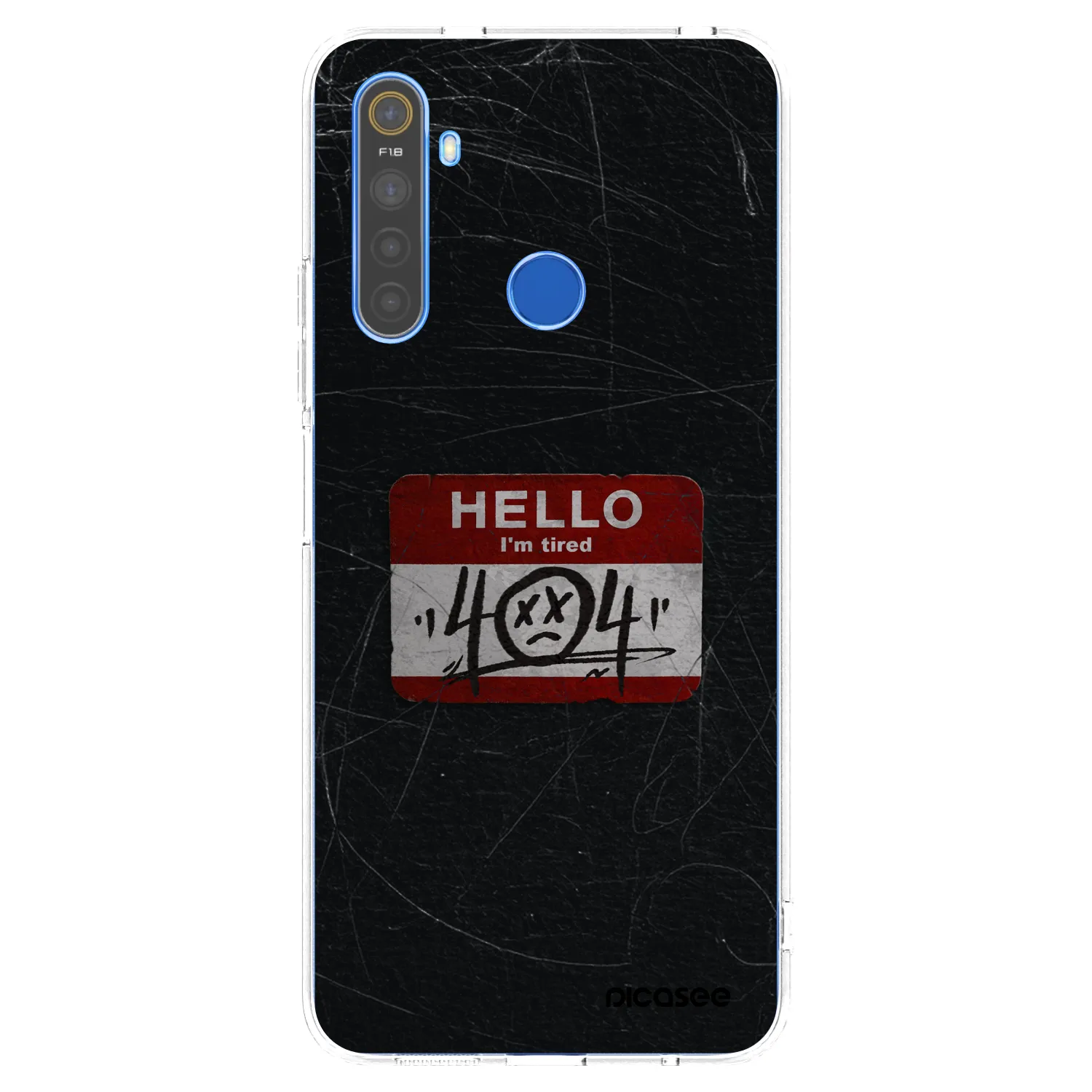 Picasee átlátszó szilikon tok az alábbi mobiltelefonokra Realme 5 - HELLO 404