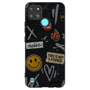 Picasee fekete szilikon tok az alábbi mobiltelefonokra Realme C21Y - STICKERS x TAGS