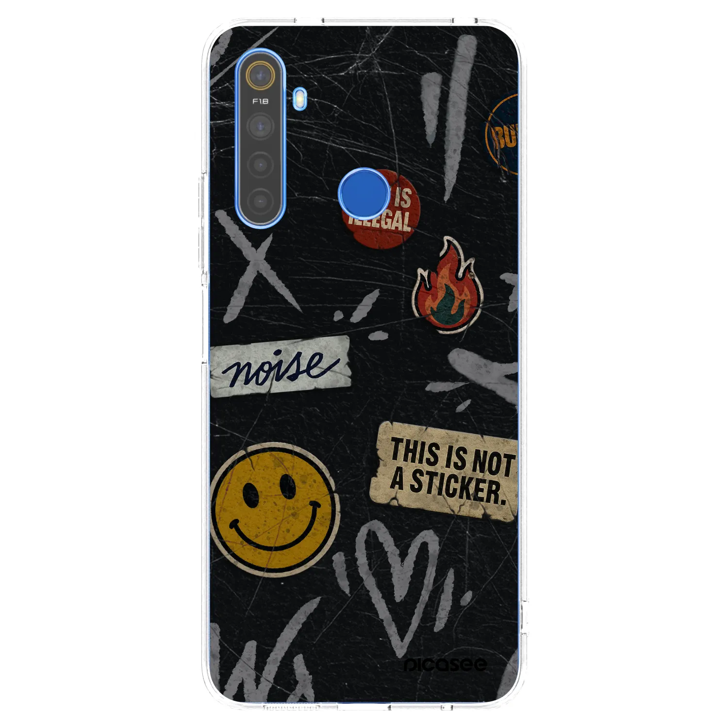 Picasee átlátszó szilikon tok az alábbi mobiltelefonokra Realme 5 - STICKERS x TAGS
