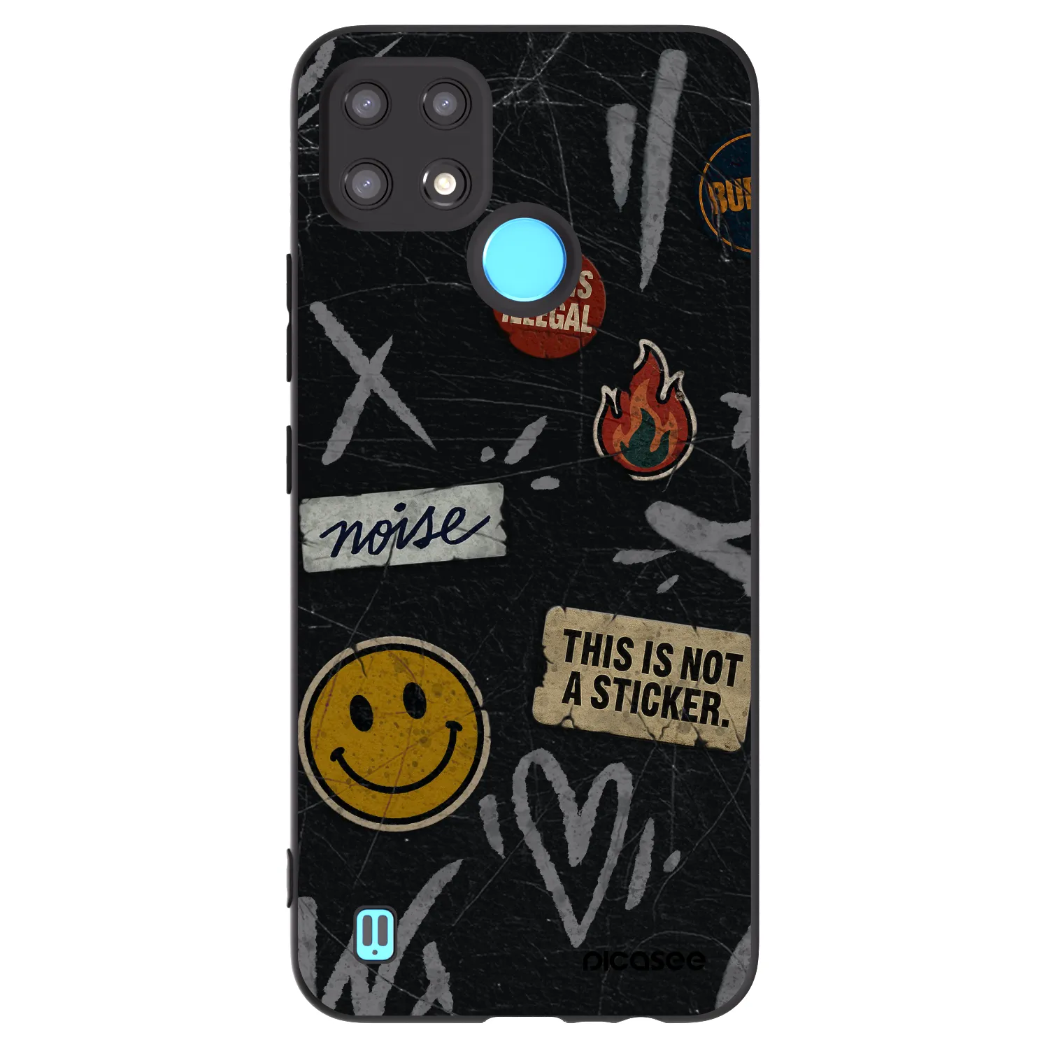Picasee fekete szilikon tok az alábbi mobiltelefonokra Realme C21 - STICKERS x TAGS