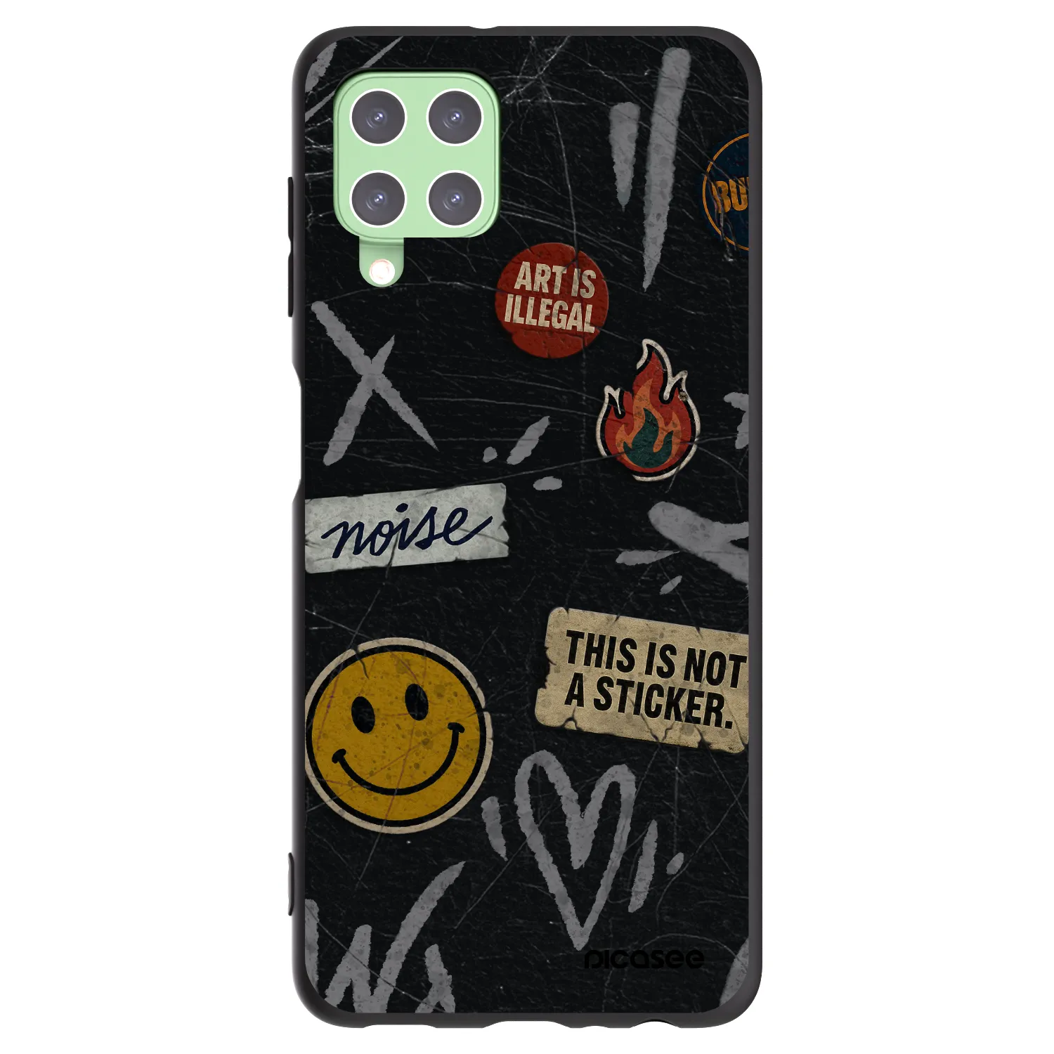 Picasee fekete szilikon tok az alábbi mobiltelefonokra Samsung Galaxy A22 A225F 4G - STICKERS x TAGS