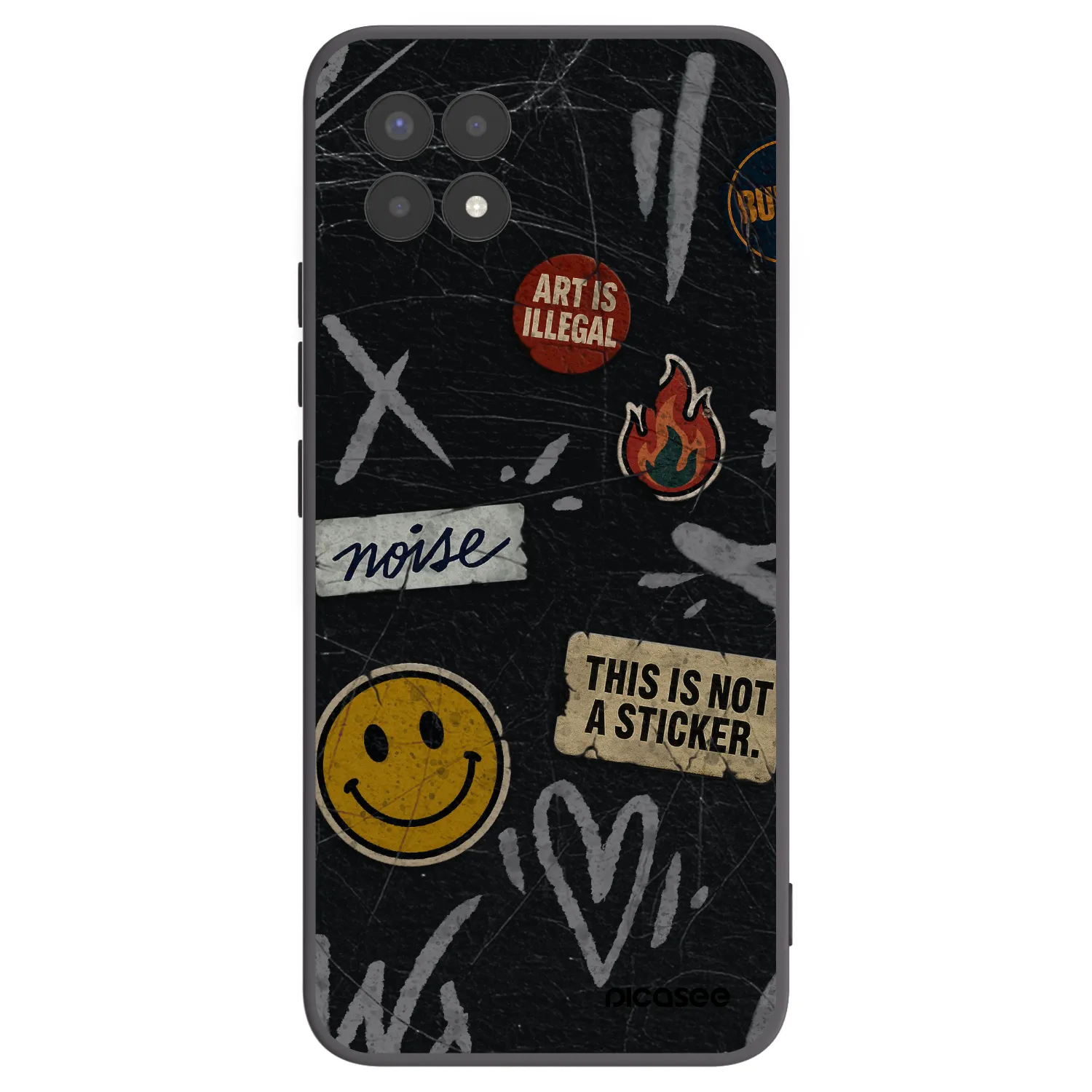 Picasee fekete szilikon tok az alábbi mobiltelefonokra Realme 8i - STICKERS x TAGS