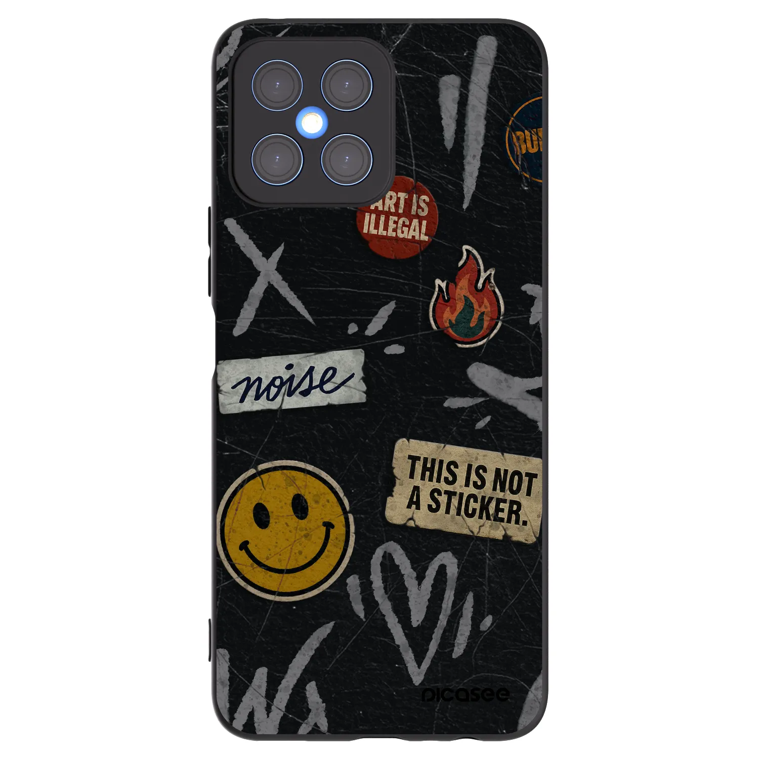 Picasee fekete szilikon tok az alábbi mobiltelefonokra Honor X8 4G - STICKERS x TAGS