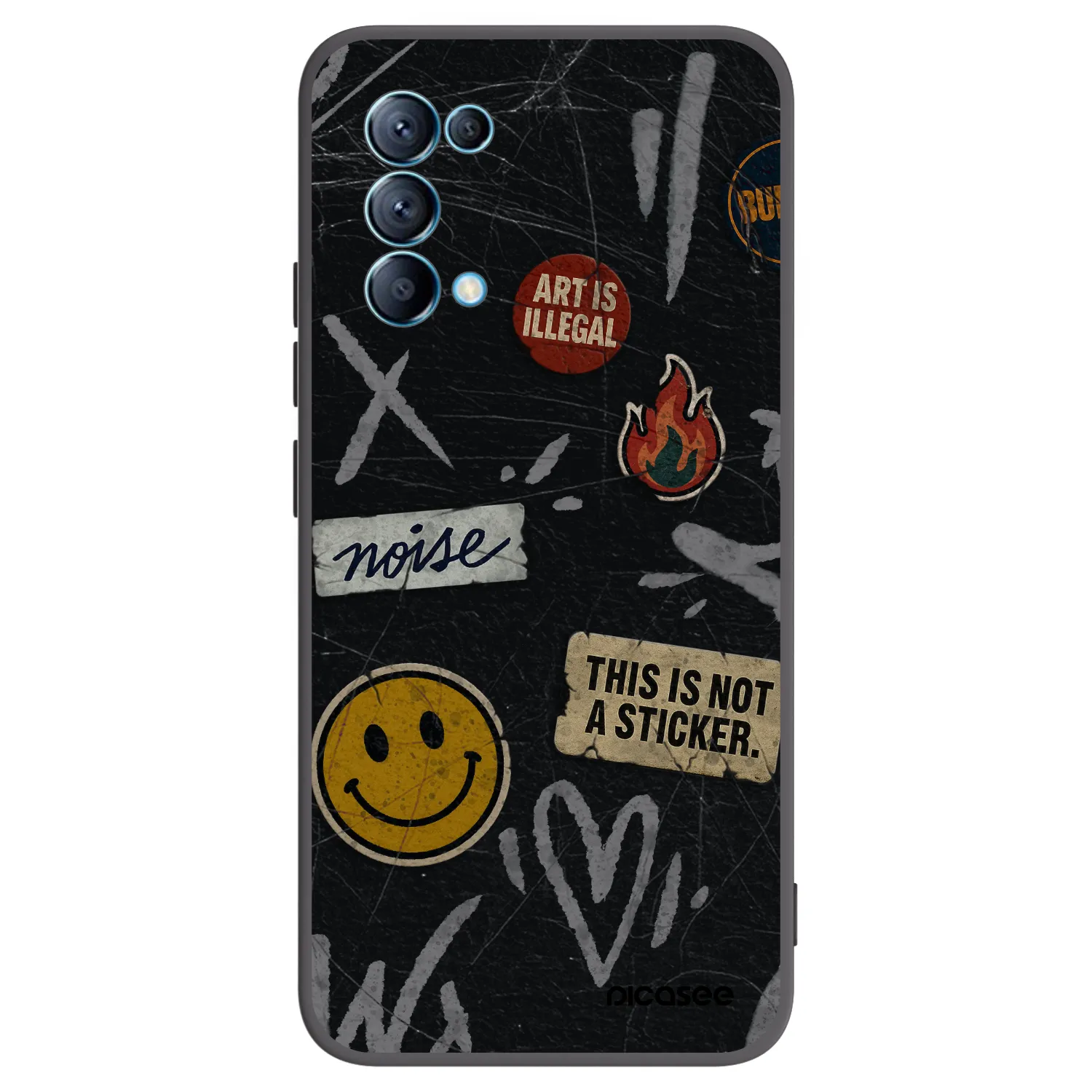 Picasee fekete szilikon tok az alábbi mobiltelefonokra OPPO Reno 5 5G - STICKERS x TAGS