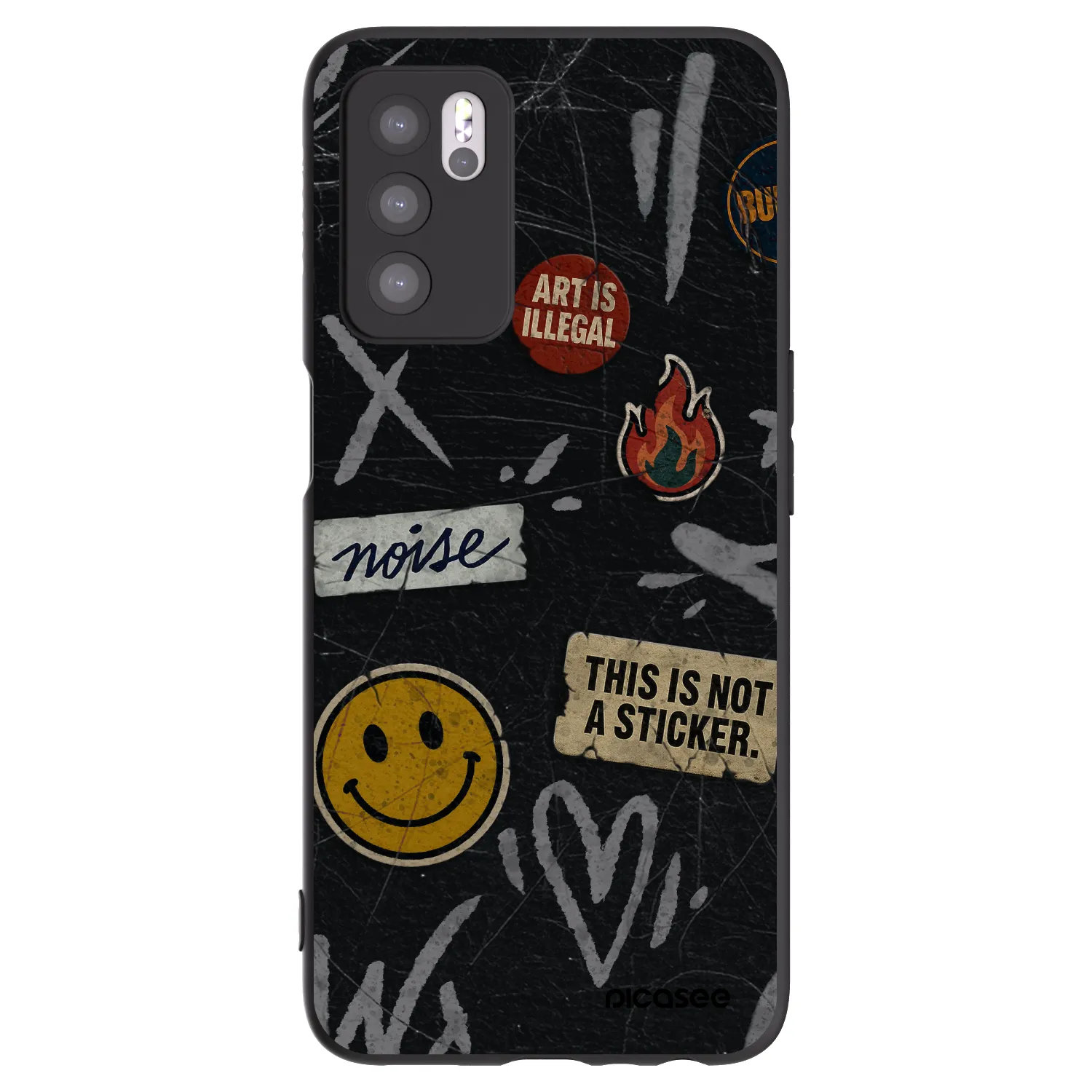 Picasee fekete szilikon tok az alábbi mobiltelefonokra OPPO A16s - STICKERS x TAGS