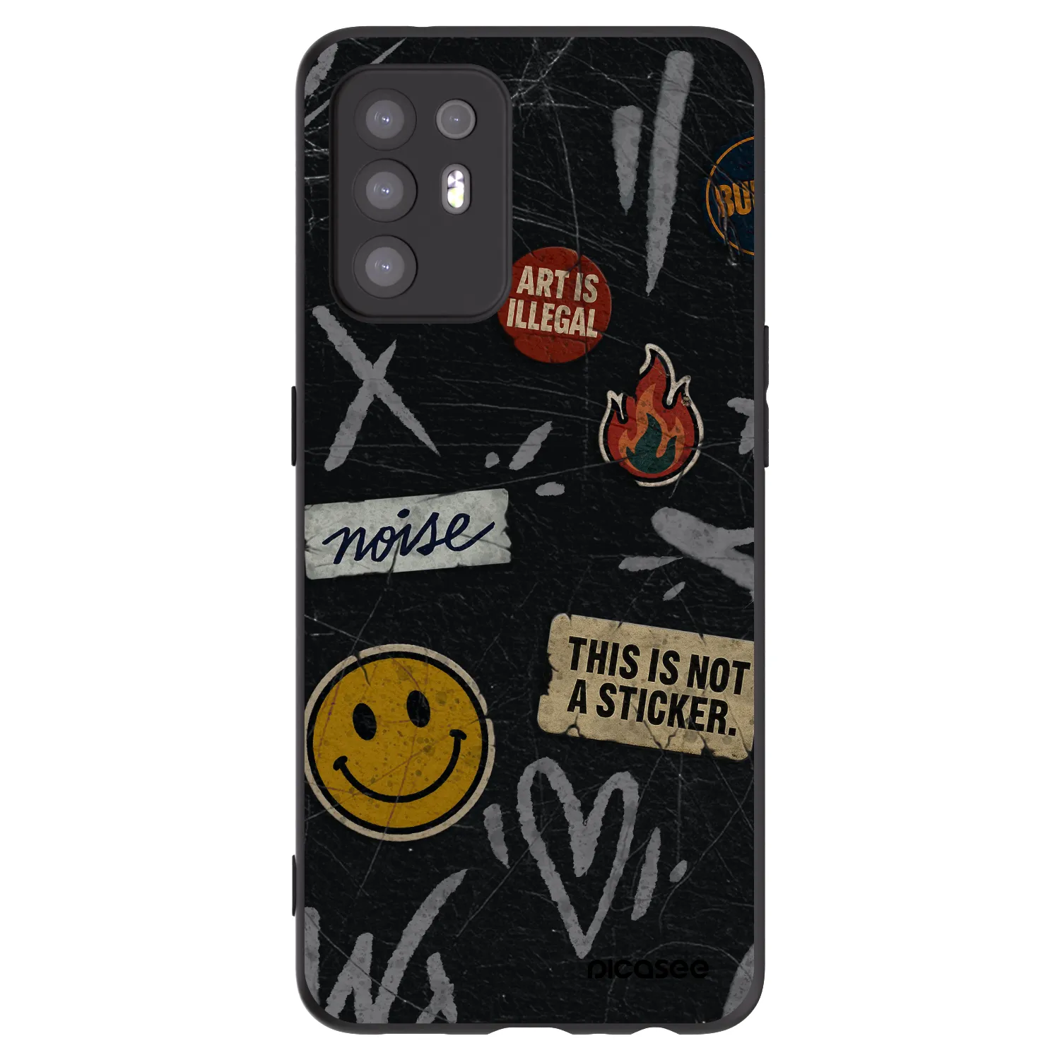 Picasee fekete szilikon tok az alábbi mobiltelefonokra OPPO A94 5G - STICKERS x TAGS