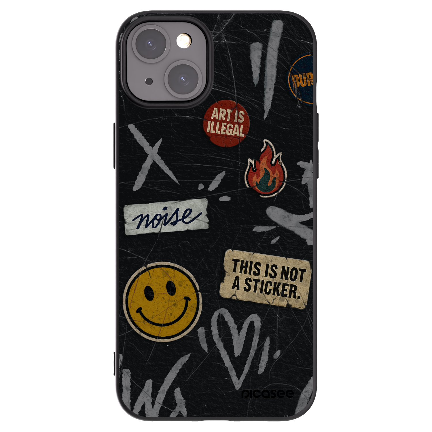 Picasee fekete szilikon tok az alábbi mobiltelefonokra Apple iPhone 15 Plus - STICKERS x TAGS