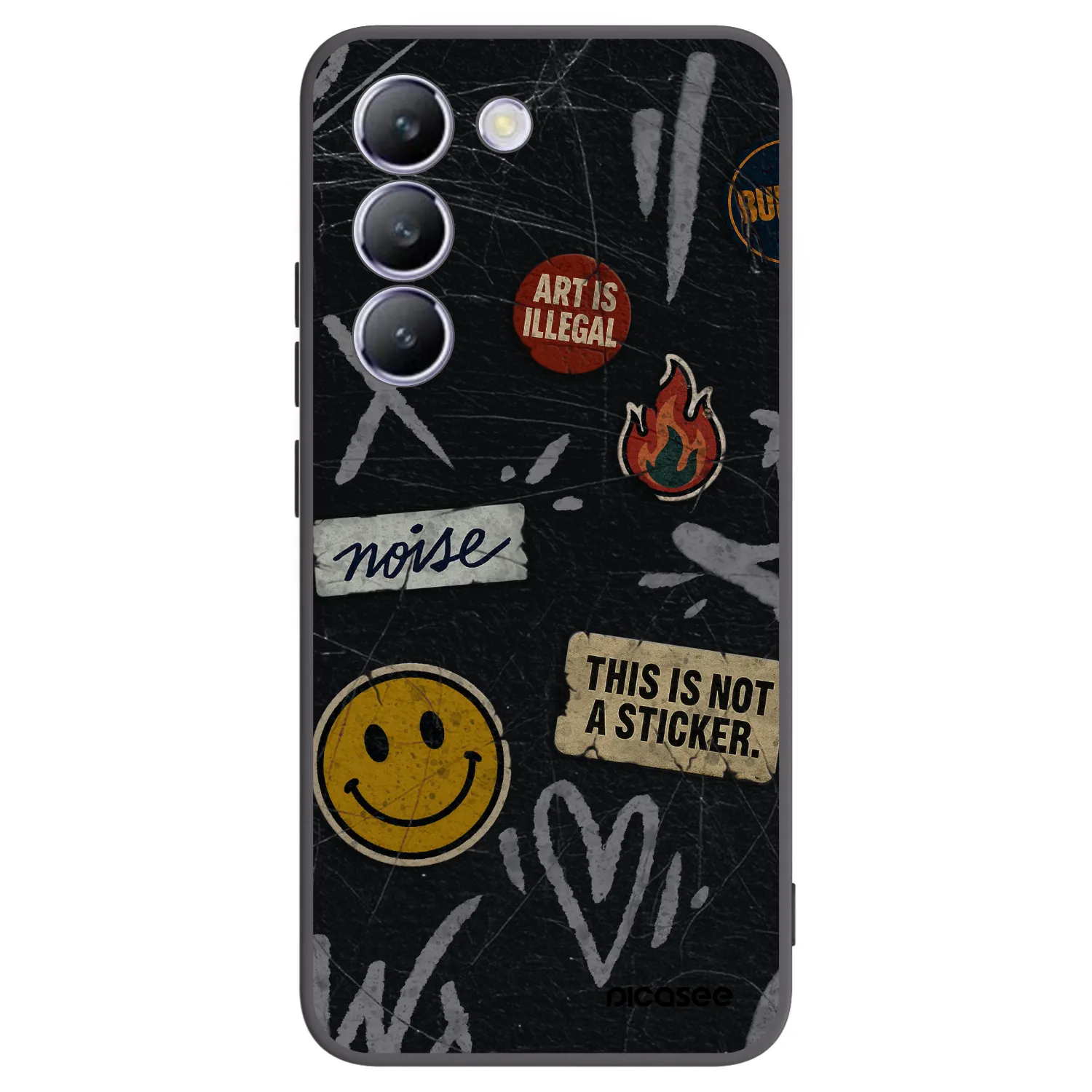 Picasee fekete szilikon tok az alábbi mobiltelefonokra Vivo V40 SE 5G - STICKERS x TAGS
