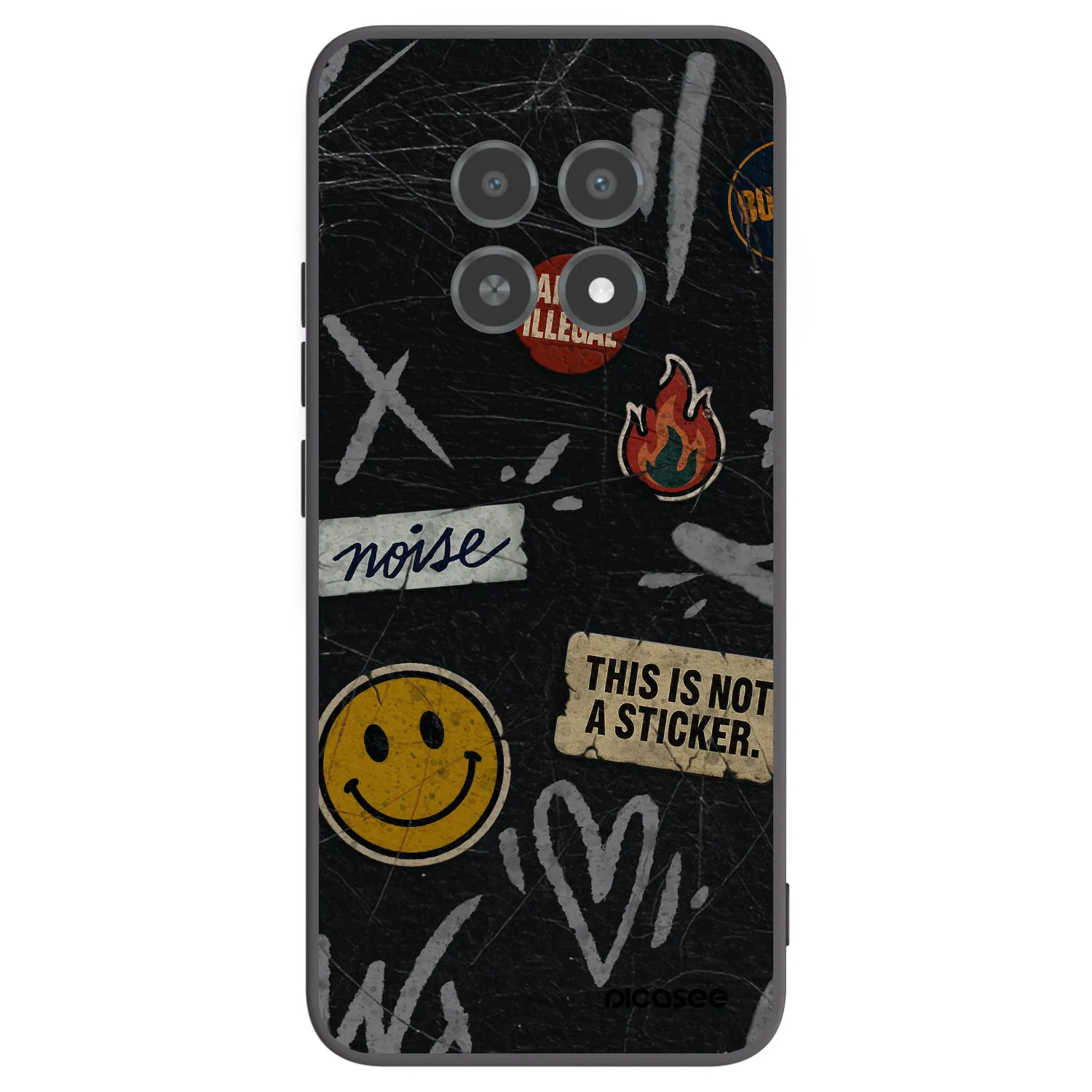 Picasee fekete szilikon tok az alábbi mobiltelefonokra Realme 12X - STICKERS x TAGS