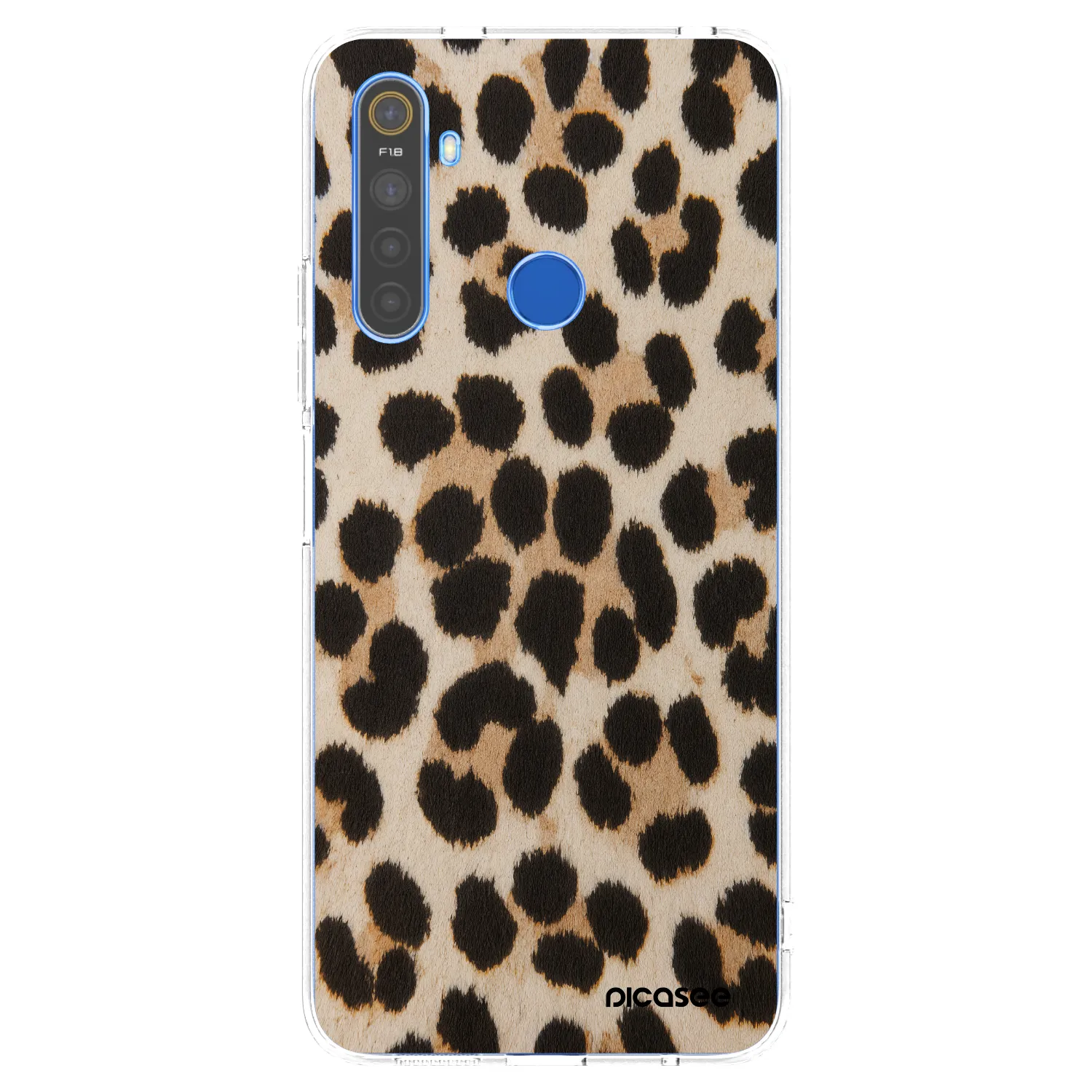 Picasee átlátszó szilikon tok az alábbi mobiltelefonokra Realme 5 - Brown Tiger