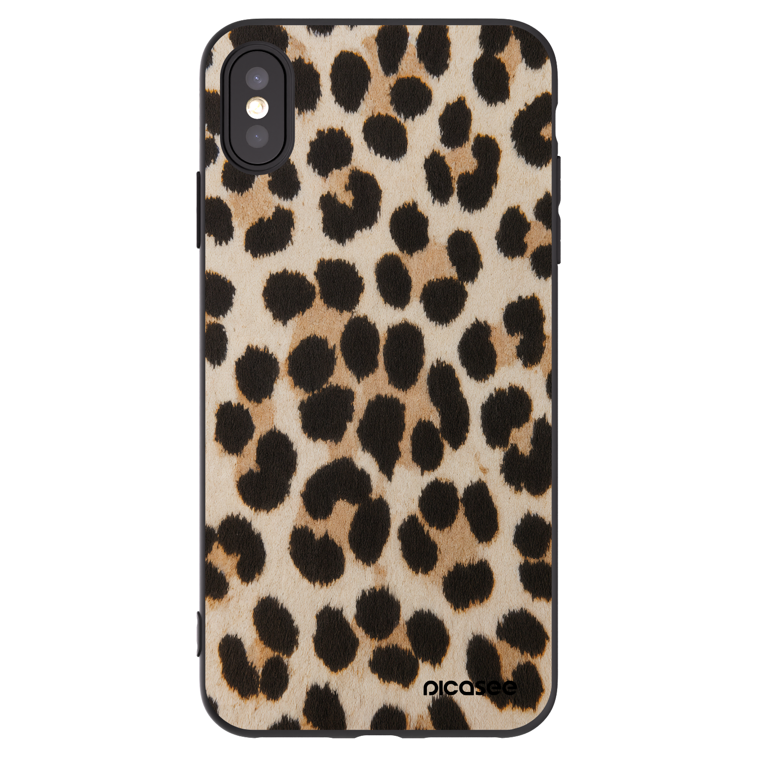 Picasee fekete szilikon tok az alábbi mobiltelefonokra Apple iPhone XS Max - Brown Tiger