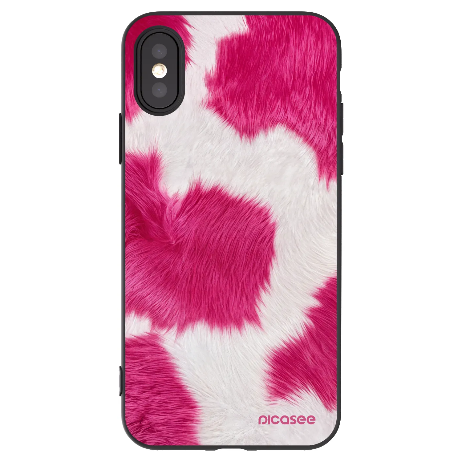 Picasee fekete szilikon tok az alábbi mobiltelefonokra Apple iPhone X/XS - Pink Moo