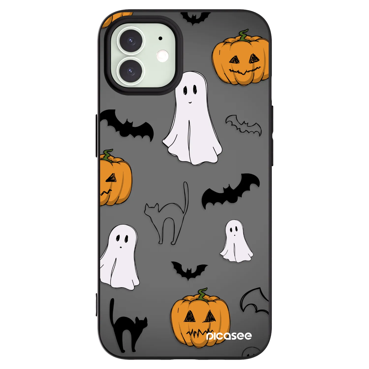 Picasee fekete szilikon tok az alábbi mobiltelefonokra Apple iPhone 12 - Spooky crew