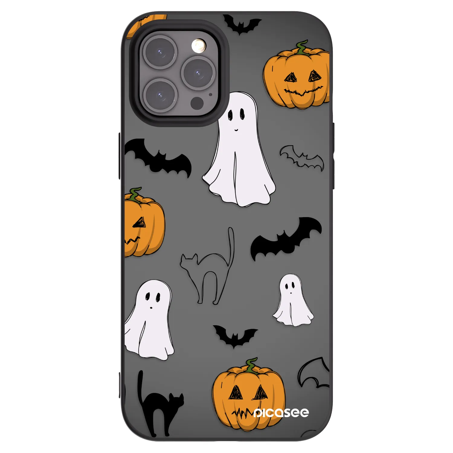 Picasee fekete szilikon tok az alábbi mobiltelefonokra Apple iPhone 12 Pro Max - Spooky crew