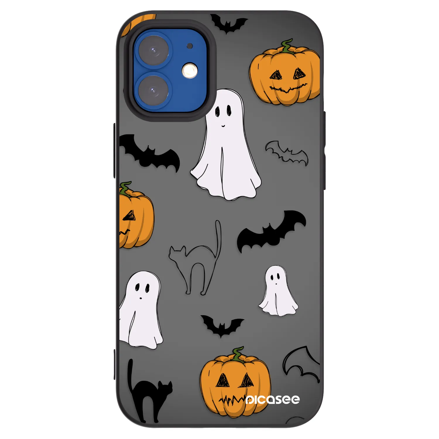 Picasee fekete szilikon tok az alábbi mobiltelefonokra Apple iPhone 12 mini - Spooky crew